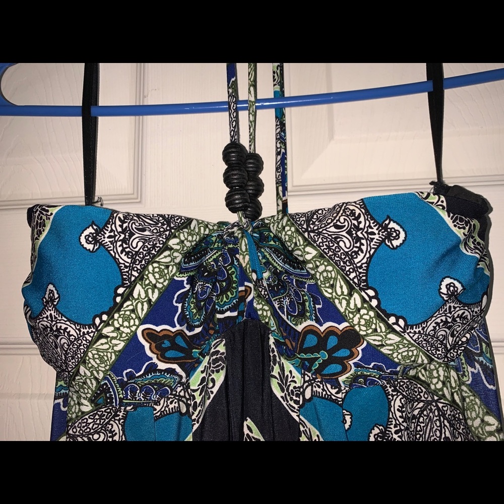 Gorgeous bandana print maxi halter dress